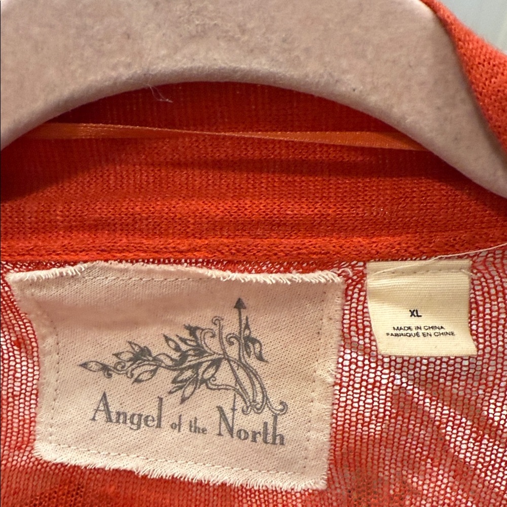 Anthropologie angel of the north linen blend Vibrant Orange Cardigan XL - Picture 9 of 11
